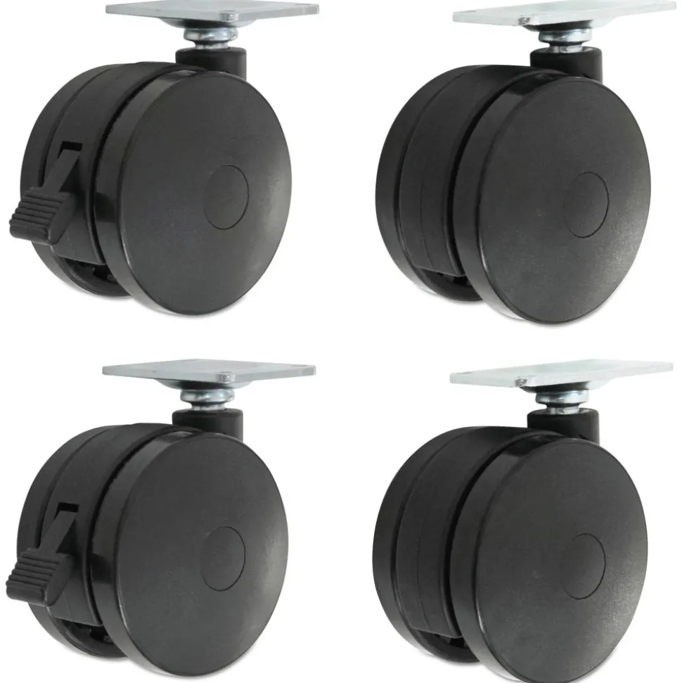 Alera 2 in. Wheel Grip Ring Stem Casters for Height-Adjustable Table Bases - Black (4/Set)