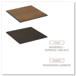 Alera 35.38 in. x 35.38 in. Square Reversible Laminate Table Top - Espresso/Walnut