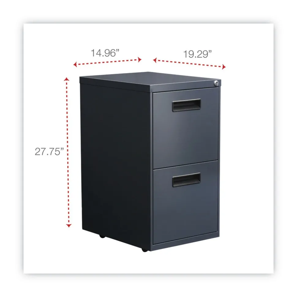 Alera 14.96 in. x 19.29 in. x 27.75 in. 2 Drawer Left/ Right File Pedestal Cabinet - Charcoal