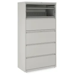 Alera 36 in. x 18.63 in. x 67.63 in. 5 Lateral File Drawer - Legal/Letter/A4/A5 Size - Light Gray