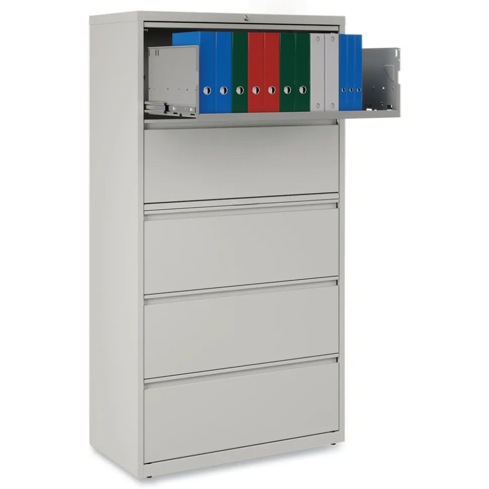 Alera 36 in. x 18.63 in. x 67.63 in. 5 Lateral File Drawer - Legal/Letter/A4/A5 Size - Light Gray