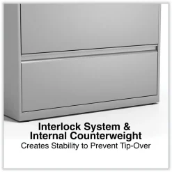 Alera 36 in. x 18.63 in. x 67.63 in. 5 Lateral File Drawer - Legal/Letter/A4/A5 Size - Light Gray