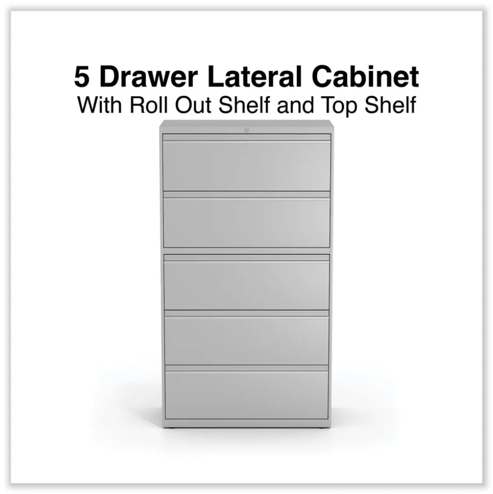 Alera 36 in. x 18.63 in. x 67.63 in. 5 Lateral File Drawer - Legal/Letter/A4/A5 Size - Light Gray