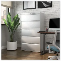 Alera 36 in. x 18.63 in. x 67.63 in. 5 Lateral File Drawer - Legal/Letter/A4/A5 Size - Light Gray