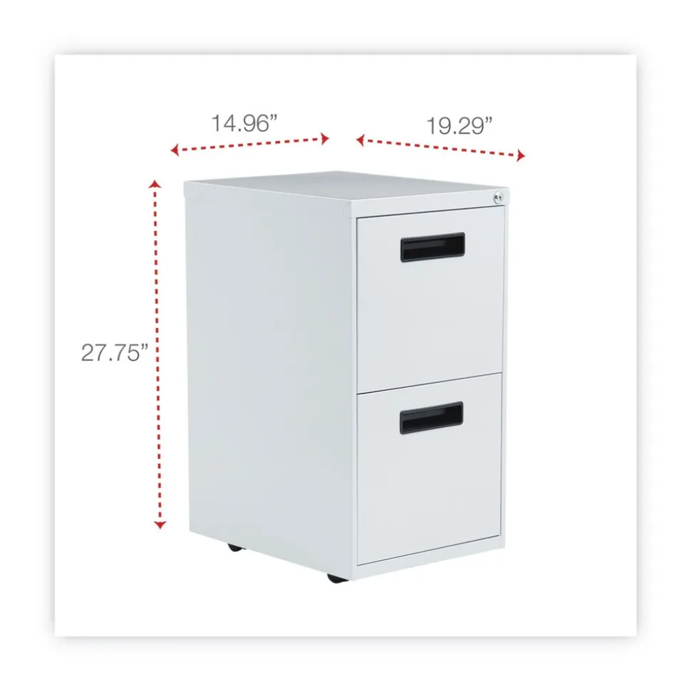 Alera 14.96 in. x 19.29 in. x 27.75 in. 2 Legal/Letter-Size File Drawers Left or Right File Pedestal - Light Gray