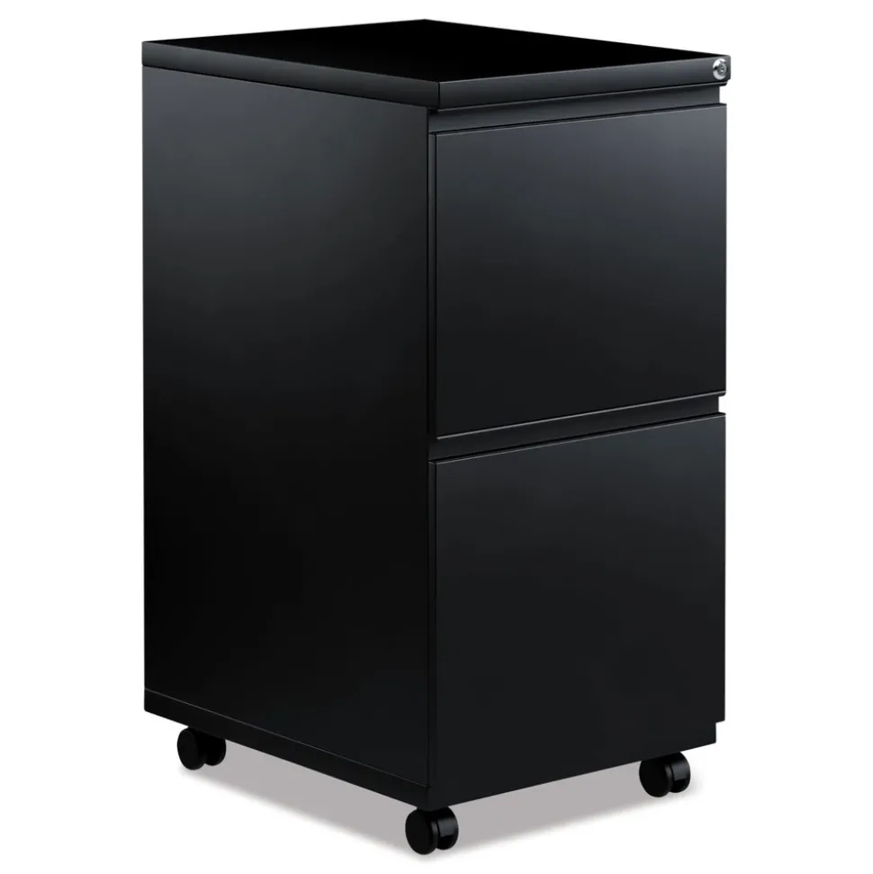 Alera 14.96 in. x 19.29 in. x 27.75 in. 2 Legal/Letter-Size File Drawers Left or Right File Pedestal with Full-Length Pull - Black