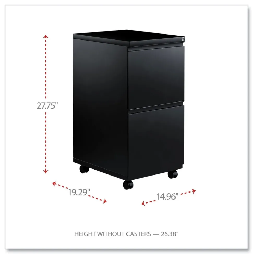 Alera 14.96 in. x 19.29 in. x 27.75 in. 2 Legal/Letter-Size File Drawers Left or Right File Pedestal with Full-Length Pull - Black