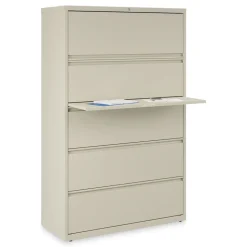 Alera 42 in. x 18.63 in. x 67.63 in. 5 Legal/Letter/A4/A5 Size Lateral File Drawers - Putty