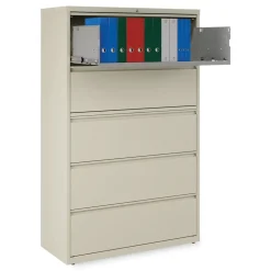 Alera 42 in. x 18.63 in. x 67.63 in. 5 Legal/Letter/A4/A5 Size Lateral File Drawers - Putty