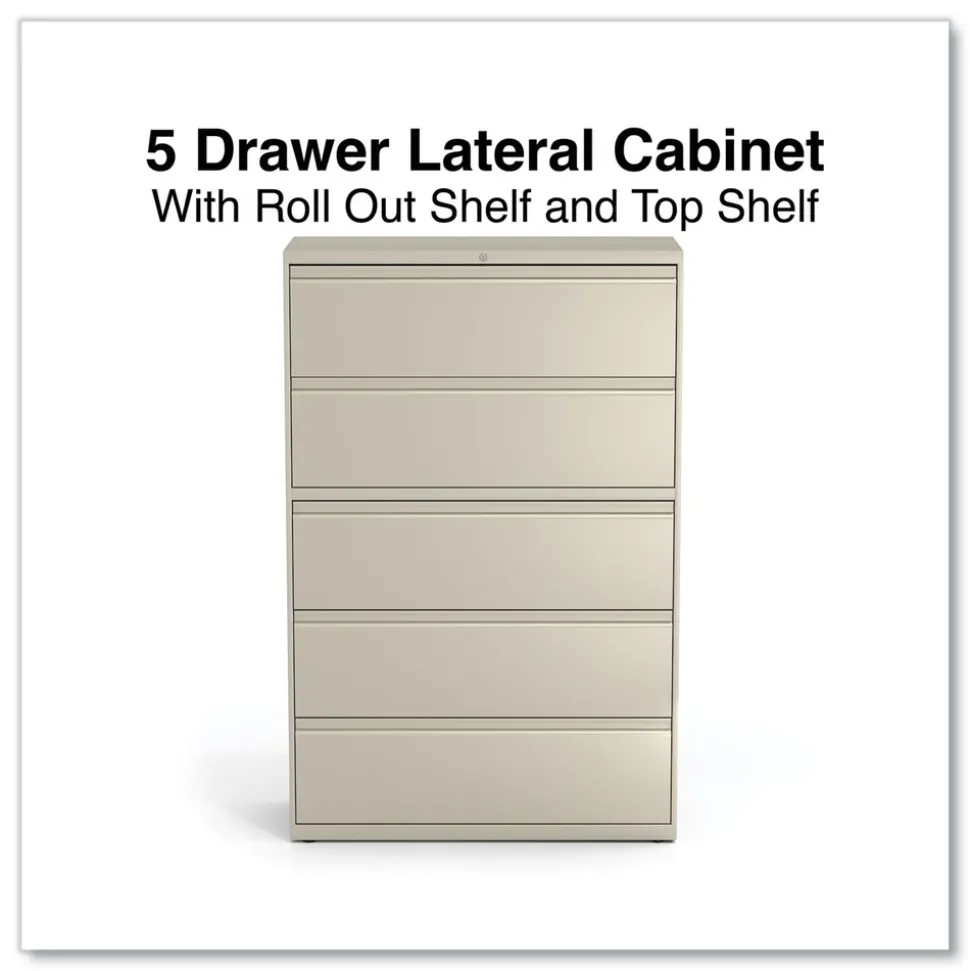 Alera 42 in. x 18.63 in. x 67.63 in. 5 Legal/Letter/A4/A5 Size Lateral File Drawers - Putty