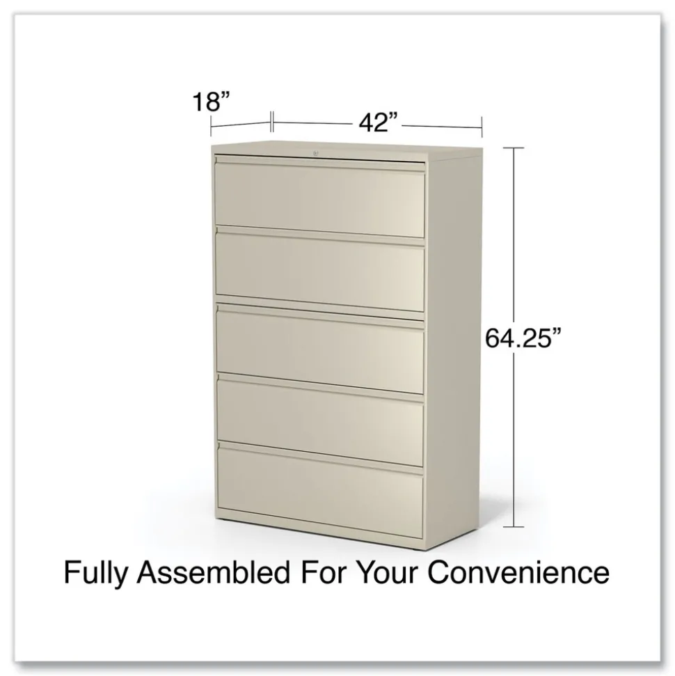 Alera 42 in. x 18.63 in. x 67.63 in. 5 Legal/Letter/A4/A5 Size Lateral File Drawers - Putty
