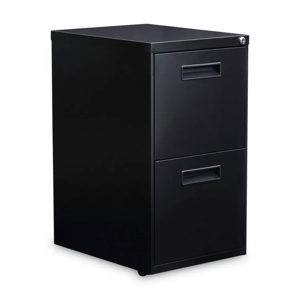 Alera 14.96 in. x 19.29 in. x 27.75 in. 2 Legal/Letter-Size File Drawers Left or Right File Pedestal - Black