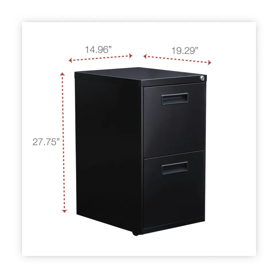 Alera 14.96 in. x 19.29 in. x 27.75 in. 2 Legal/Letter-Size File Drawers Left or Right File Pedestal - Black