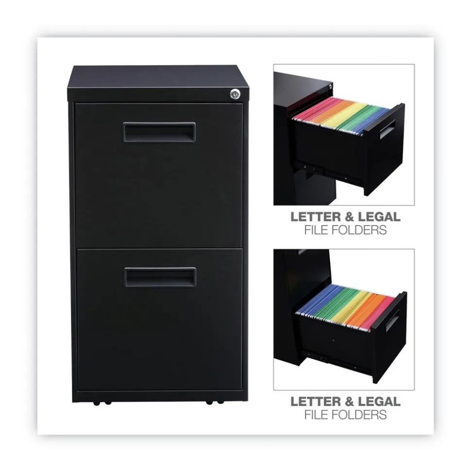 Alera 14.96 in. x 19.29 in. x 27.75 in. 2 Legal/Letter-Size File Drawers Left or Right File Pedestal - Black