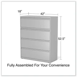 Alera 42 in. x 18.63 in. x 52.5 in. 4 Legal/Letter Size Lateral File Drawers - Light Gray