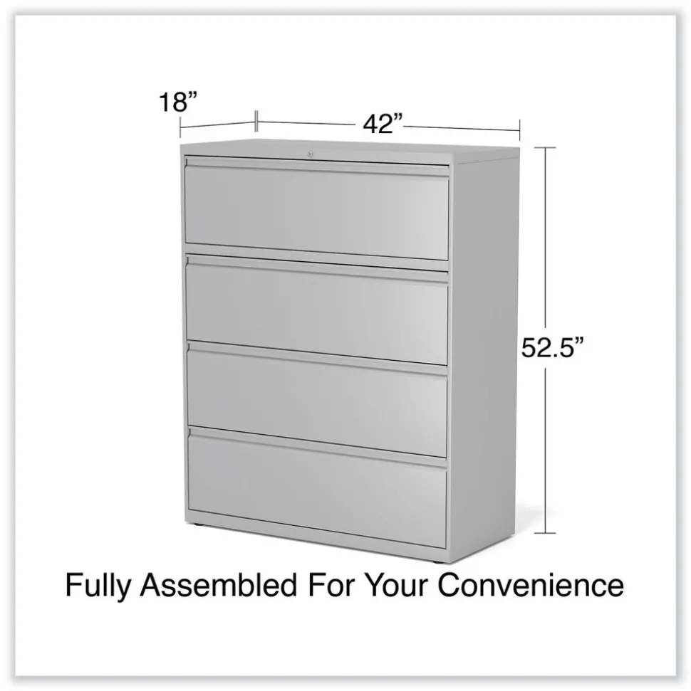 Alera 42 in. x 18.63 in. x 52.5 in. 4 Legal/Letter Size Lateral File Drawers - Light Gray
