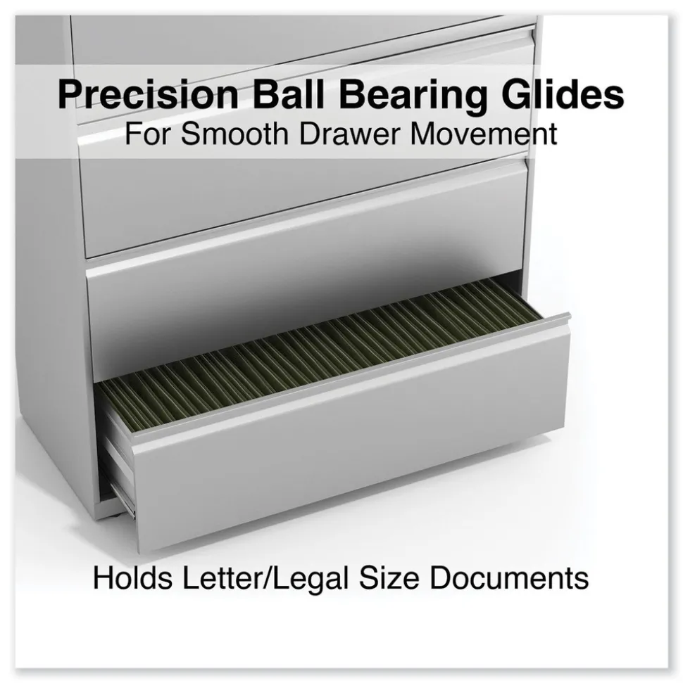 Alera 42 in. x 18.63 in. x 52.5 in. 4 Legal/Letter Size Lateral File Drawers - Light Gray