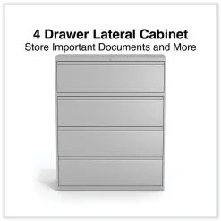 Alera 42 in. x 18.63 in. x 52.5 in. 4 Legal/Letter Size Lateral File Drawers - Light Gray
