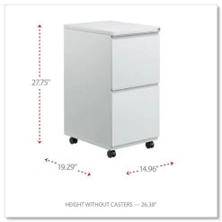 Alera 14.96 in. x 19.29 in. x 27.75 in. 2 Legal/Letter-Size File Drawers Left or Right File Pedestal with Full-Length Pull - Light Gray