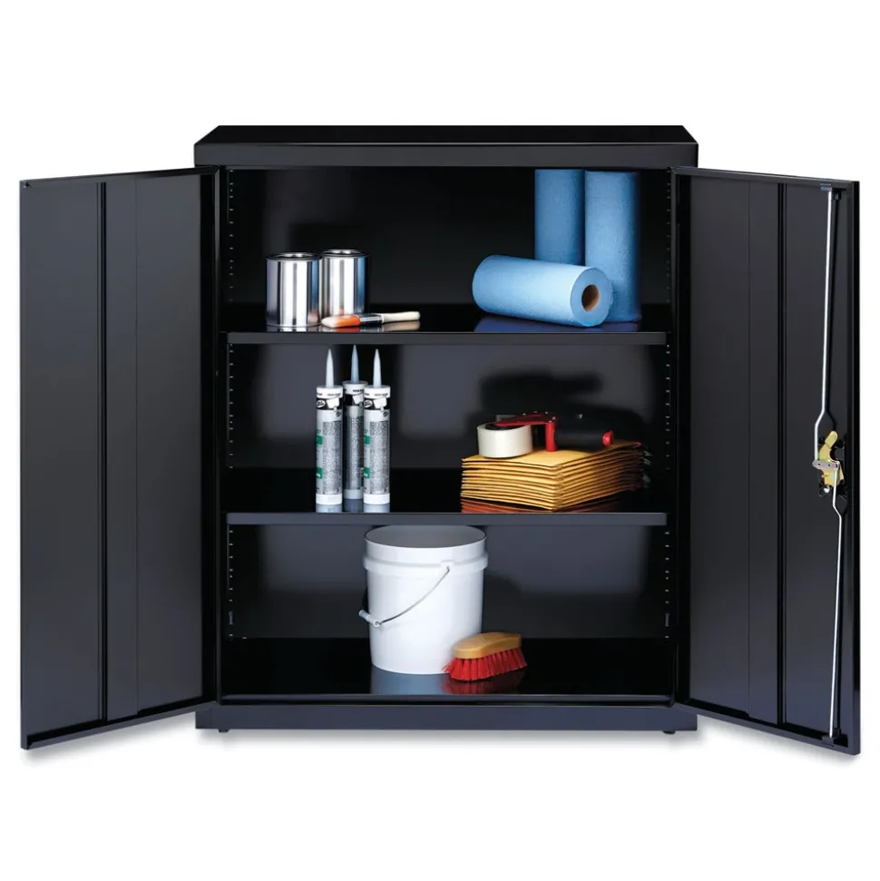 Alera 36 in. x 18 in. x 42 in. 3 Shelves Economy Assembled Storage Cabinets - Black