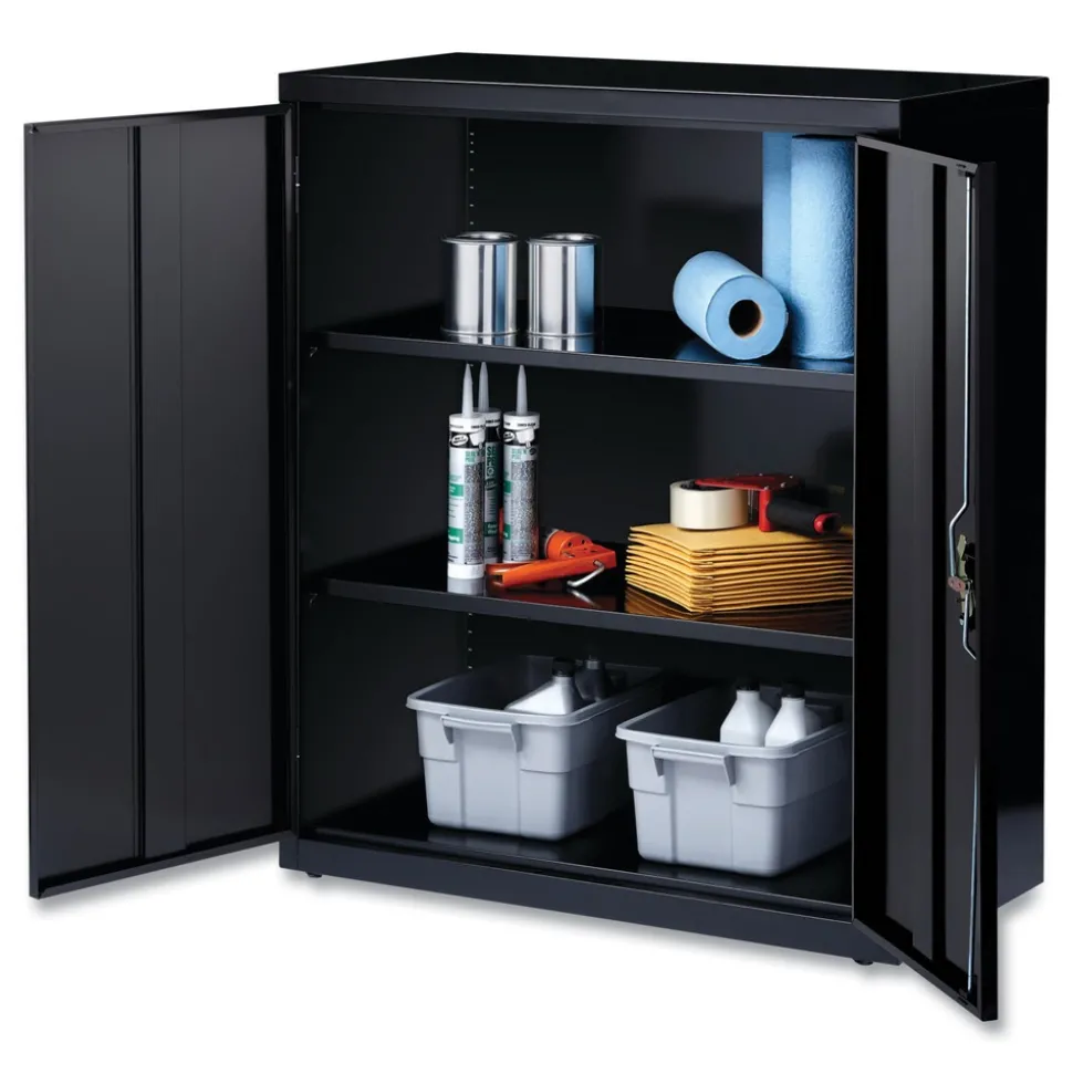 Alera 36 in. x 18 in. x 42 in. 3 Shelves Economy Assembled Storage Cabinets - Black