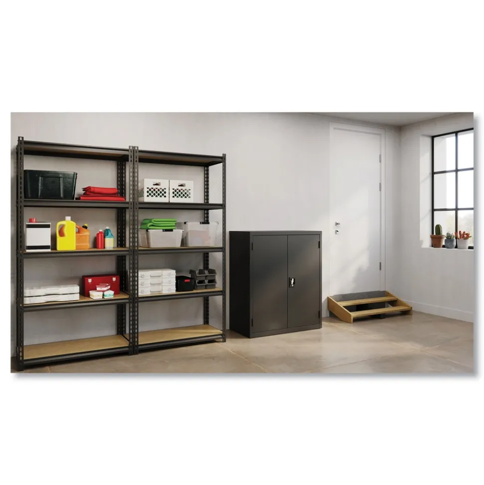 Alera 36 in. x 18 in. x 42 in. 3 Shelves Economy Assembled Storage Cabinets - Black