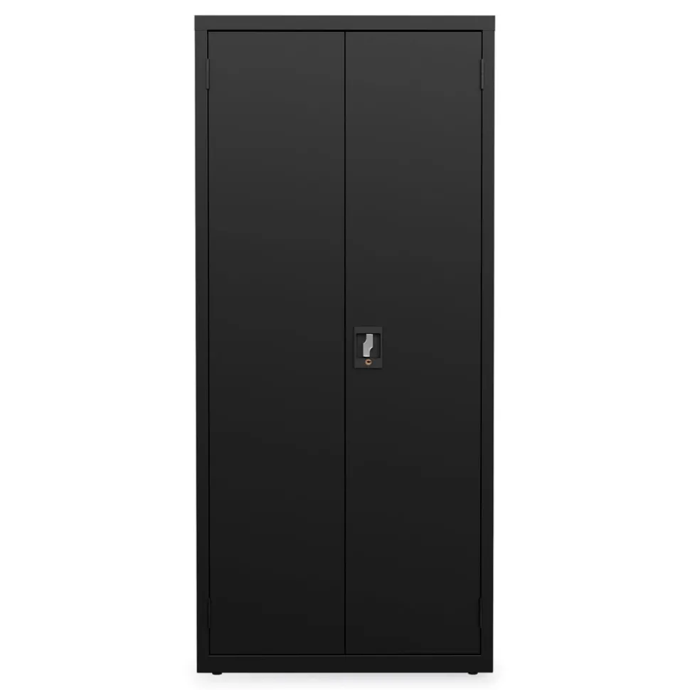 Alera 30 in. x 15 in. x 66 in. 4 Shelves Economy Assembled Storage Cabinets - Black