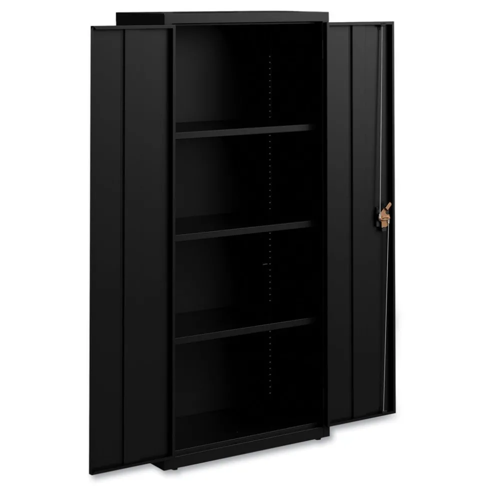 Alera 30 in. x 15 in. x 66 in. 4 Shelves Economy Assembled Storage Cabinets - Black