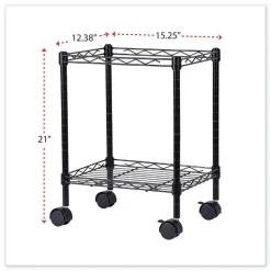 Alera 15.25 in. x 12.38 in. x 21 in. 1 Shelf 1 Bin Metal Compact File Cart for Side-to-Side Filing - Black