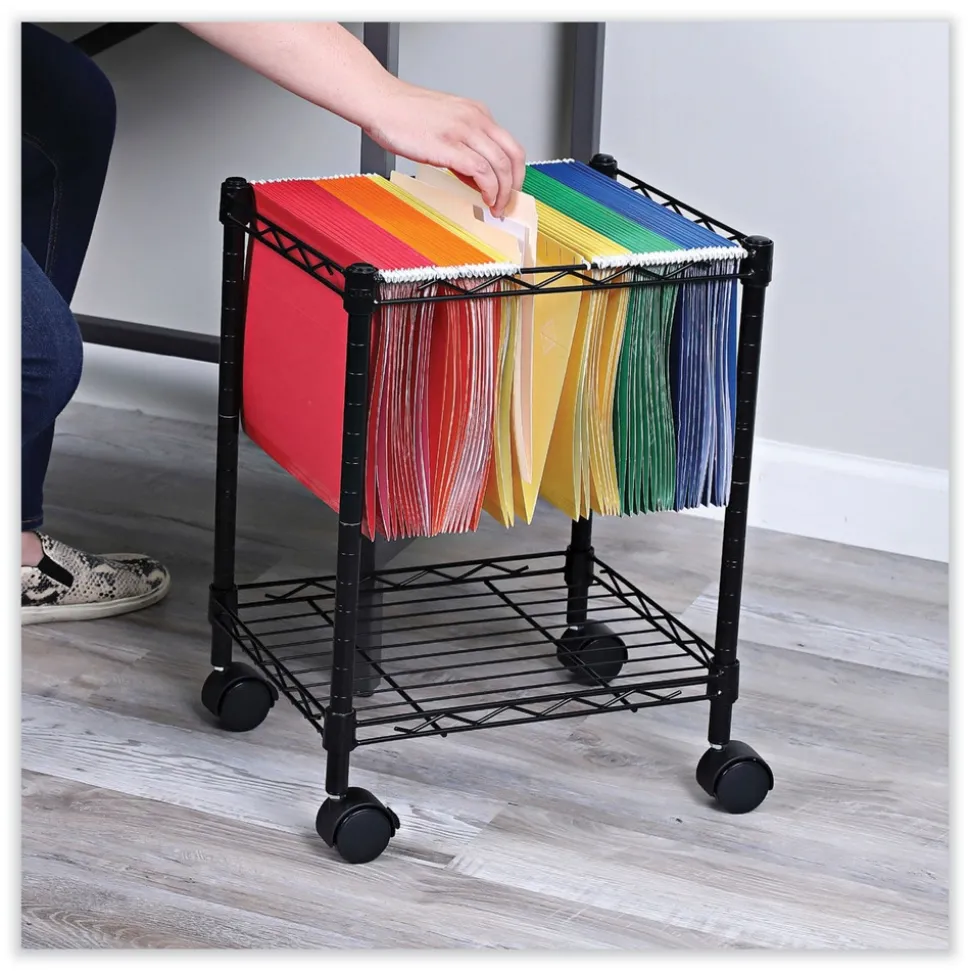 Alera 15.25 in. x 12.38 in. x 21 in. 1 Shelf 1 Bin Metal Compact File Cart for Side-to-Side Filing - Black