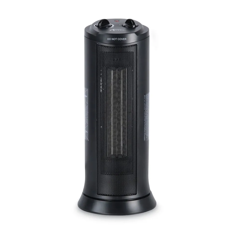 Alera 7.37 in. x 7.37 in. x 17.37 in. 1,500 Watts Mini Tower Ceramic Heater - Black