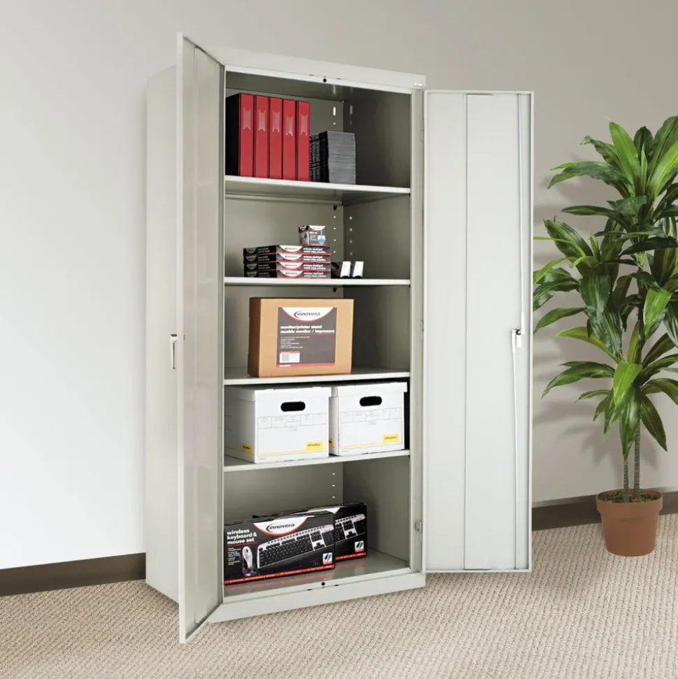 Alera 36 in. x 24 in. x 78 in. Assembled High Storage Cabinet with Adjustable Shelves - Light Gray