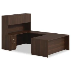 Alera 72 in. x 16 in. x 36 in. 4-Compartment Seville Hutch with Doors - Mahogany