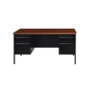 Alera 60 in. x 30 in. x 29.5 in. Double Pedestal Steel Desk - Mocha/Black/Black Legs