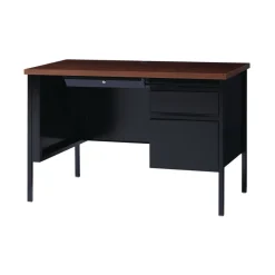 Alera 60 in. x 30 in. x 29.5 in. Double Pedestal Steel Desk - Mocha/Black/Black Legs