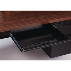 Alera 60 in. x 30 in. x 29.5 in. Double Pedestal Steel Desk - Mocha/Black/Black Legs