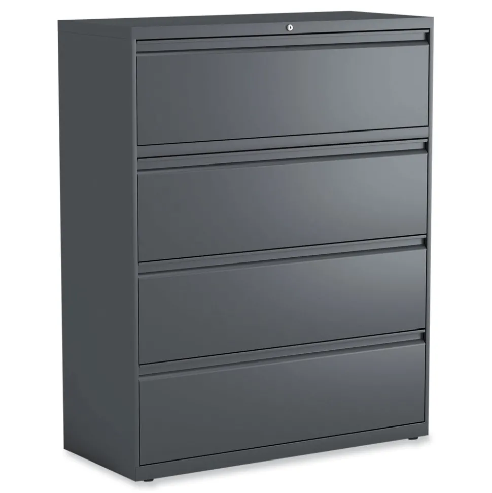 Alera 42 in. x 18.63 in. x 52.5 in. 4-Drawer Lateral File - Charcoal