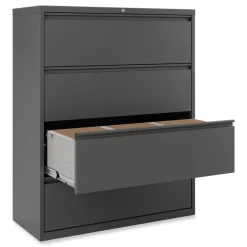 Alera 42 in. x 18.63 in. x 52.5 in. 4-Drawer Lateral File - Charcoal