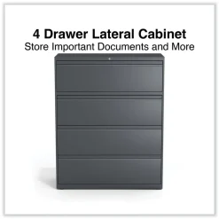 Alera 42 in. x 18.63 in. x 52.5 in. 4-Drawer Lateral File - Charcoal