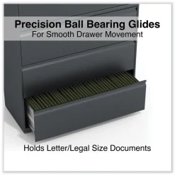 Alera 42 in. x 18.63 in. x 52.5 in. 4-Drawer Lateral File - Charcoal