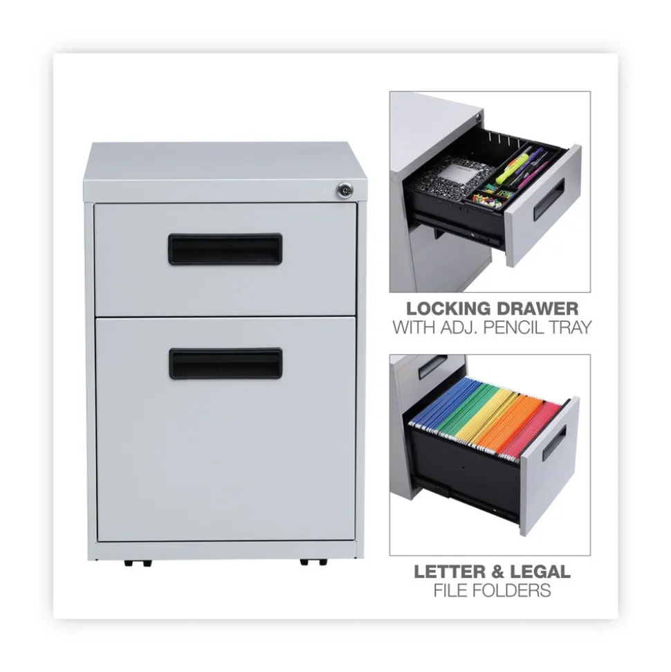 Alera 14.96 in. x 19.29 in. x 21.65 in. 2-Drawers: Box/File Legal/Letter Left or Right File Pedestal - Light Gray