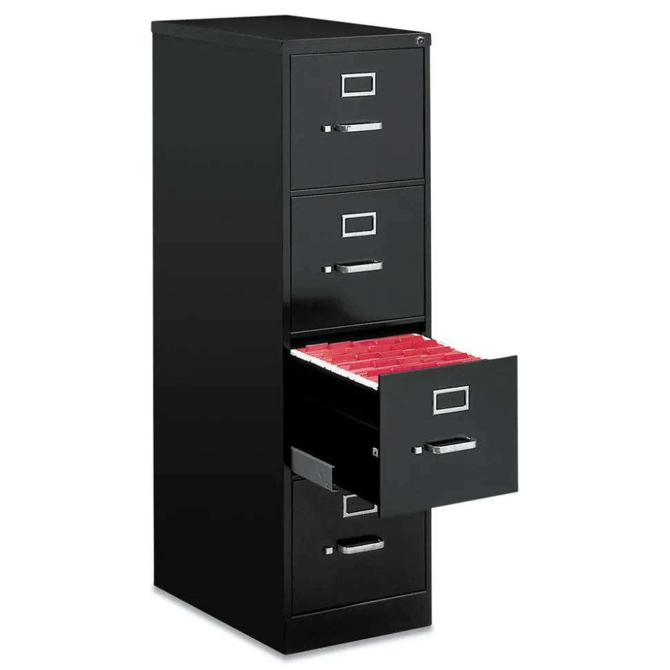 Alera 15 in. x 25 in. x 52 in. 4-Drawer Economy Vertical Letter File Cabinet - Black