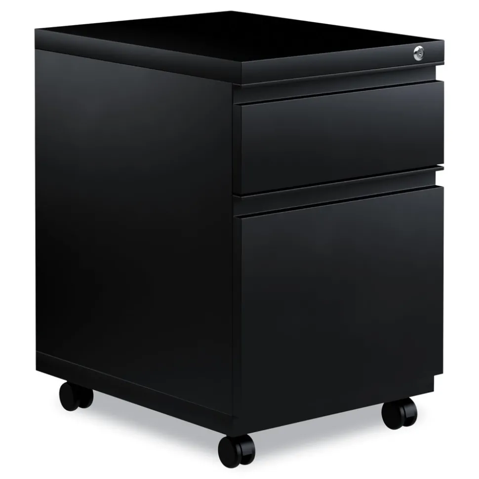 Alera 14.96 in. x 19.29 in. x 21.65 in. 2-Drawers: Box/File Legal/Letter Left or Right File Pedestal with Full-Length Pull - Black