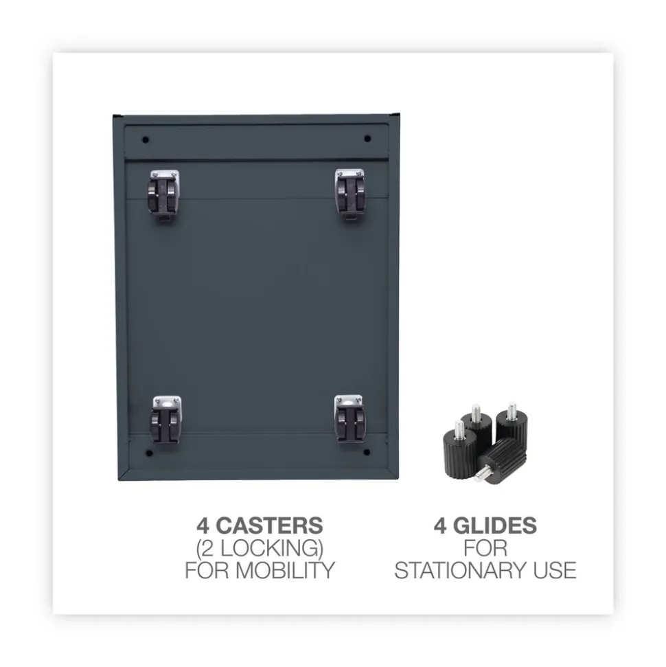 Alera 14.96 in. x 19.29 in. x 21.65 in. 2-Drawers: Box/File Legal/Letter Left or Right File Pedestal - Charcoal