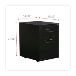 Alera 14.96 in. x 19.29 in. x 21.65 in. 2-Drawers: Box/File Legal/Letter Left or Right File Pedestal - Black