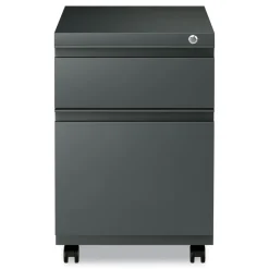 Alera 14.96 in. x 19.29 in. x 21.65 in. 2-Drawers: Box/File Legal/Letter Left or Right File Pedestal with Full-Length Pull - Charcoal