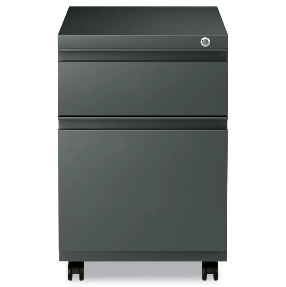 Alera 14.96 in. x 19.29 in. x 21.65 in. 2-Drawers: Box/File Legal/Letter Left or Right File Pedestal with Full-Length Pull - Charcoal
