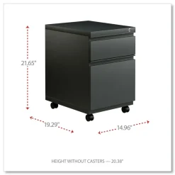 Alera 14.96 in. x 19.29 in. x 21.65 in. 2-Drawers: Box/File Legal/Letter Left or Right File Pedestal with Full-Length Pull - Charcoal