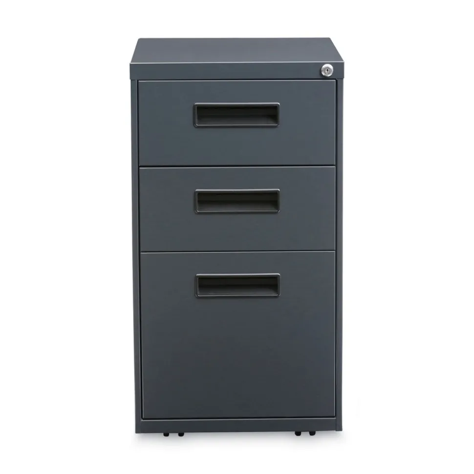 Alera 14.96 in. x 19.29 in. x 27.75 in. 3-Drawers: Box/Box/File Legal/Letter Left or Right File Pedestal - Charcoal