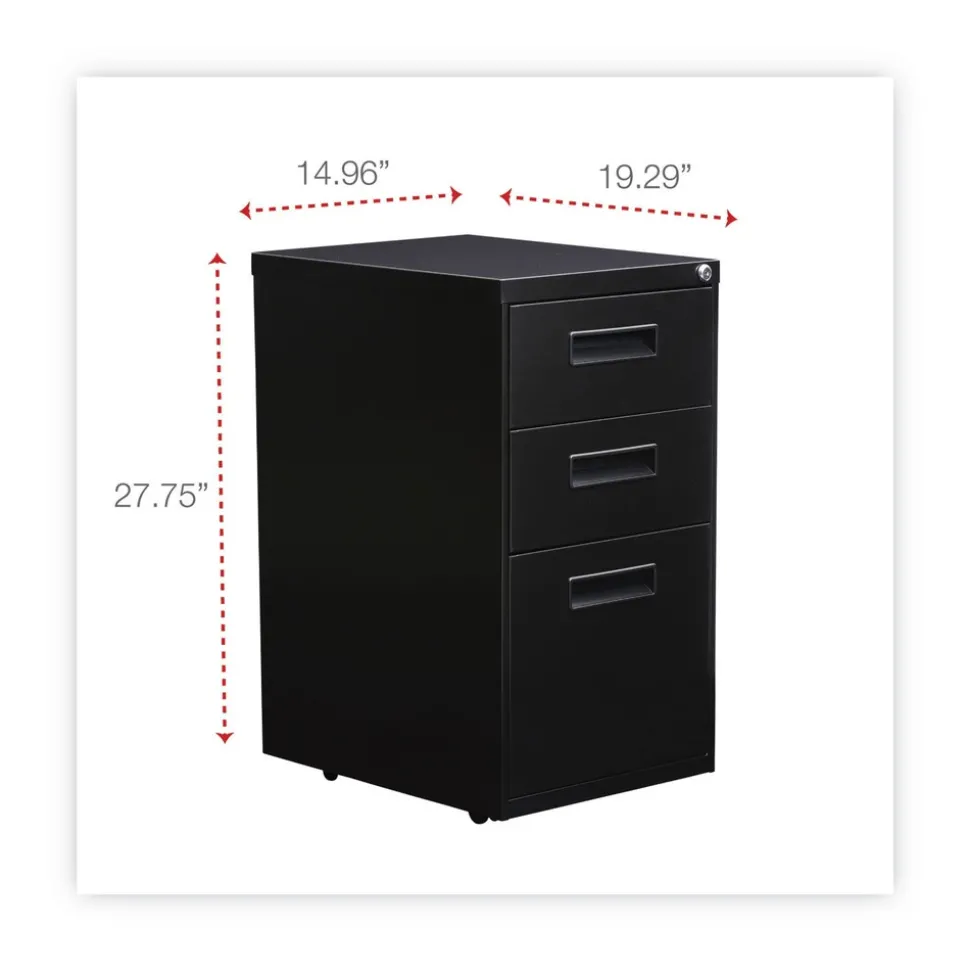 Alera 14.96 in. x 19.29 in. x 27.75 in. 3-Drawers: Box/Box/File Legal/Letter Left or Right File Pedestal - Black